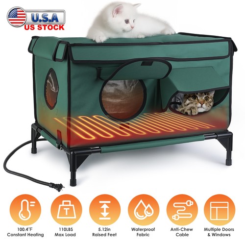 Insulated heated cat house bed - heated,