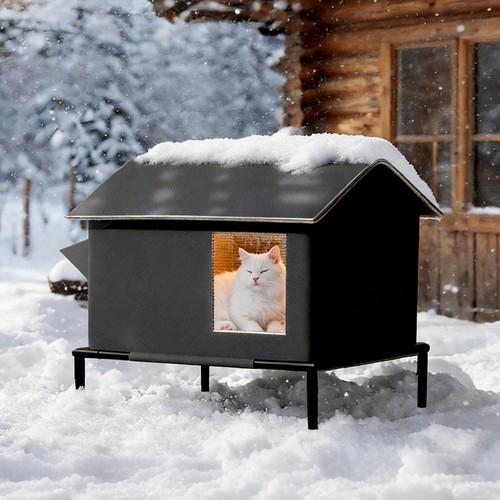 Outdoor cat house with - house,