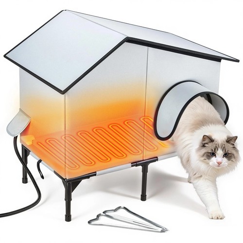 Heated outdoor cat - cat, house