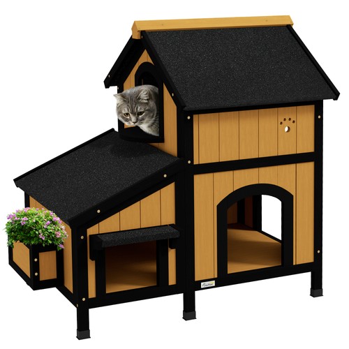 Pawhut wooden outdoor - wooden, cat