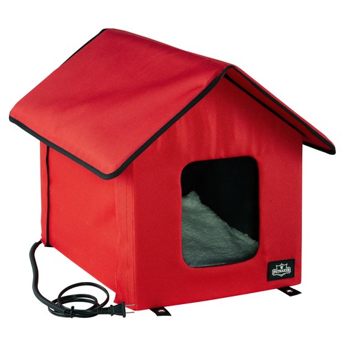 Heated covered cat house - heated,