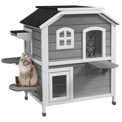 Pawhut wooden cat house - pawhut,