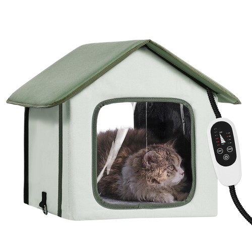 Elevated heated cat house - cat,