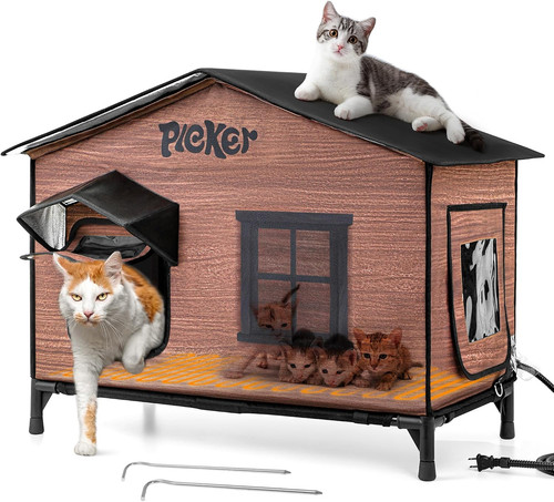 Heated outdoor cat house - heated,