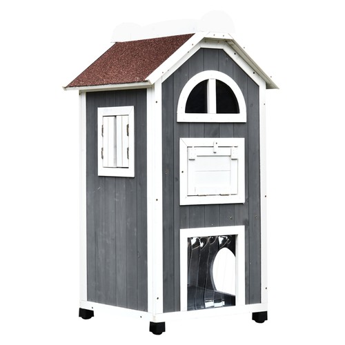 Pawhut wooden cat house - pawhut,