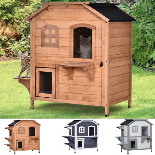 Pawhut story wooden cat - pawhut, 2-story