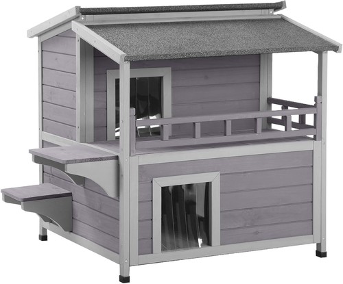 Wooden outdoor cat house - outdoor,