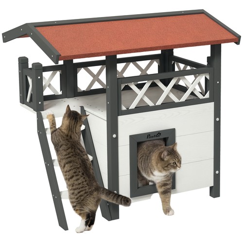 Pawhut outdoor cat house - house, w/