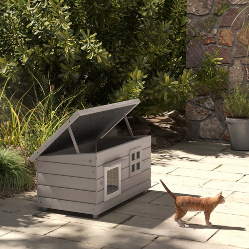 Wooden outdoor cat - wooden,