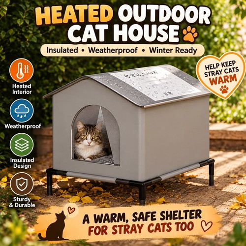 Large heated cat house for - heated,