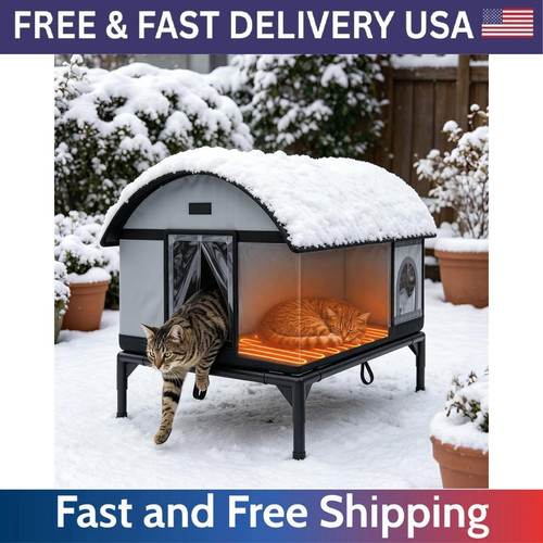 Extra large heated outdoor cat - heated,