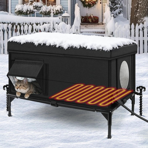 Heated cat house - heated,