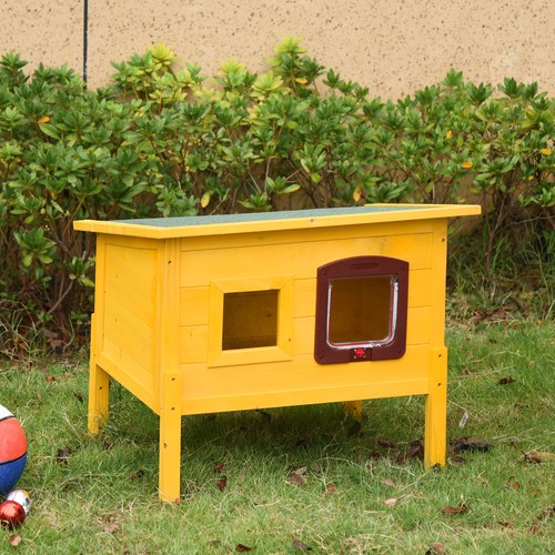 Pawhut wooden cat house - wooden, pet