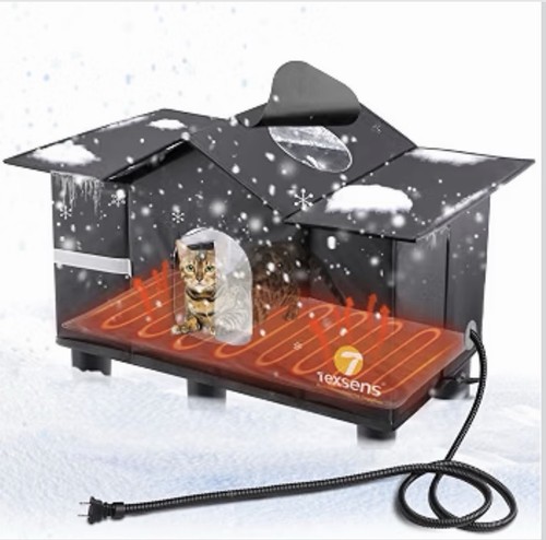 Heated cat house for - ,