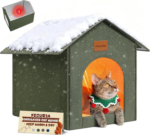 Heated outdoor cat house - heated,