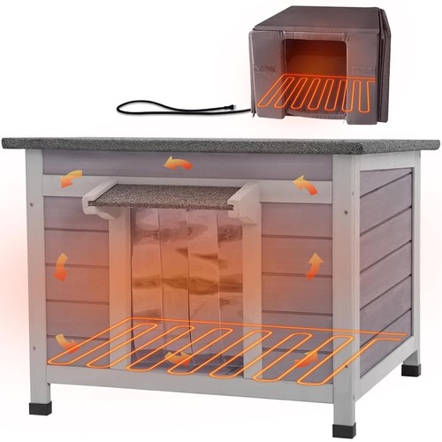 Heated outdoor cat house with - heated,