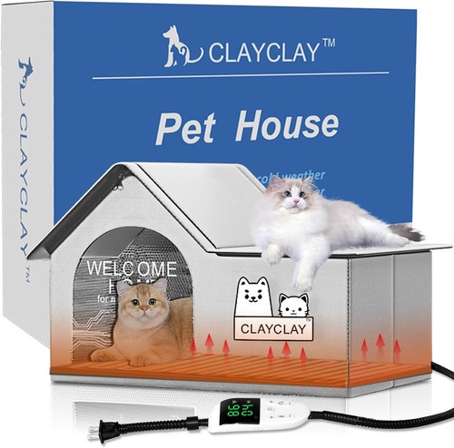 Heated cat house - house, outside